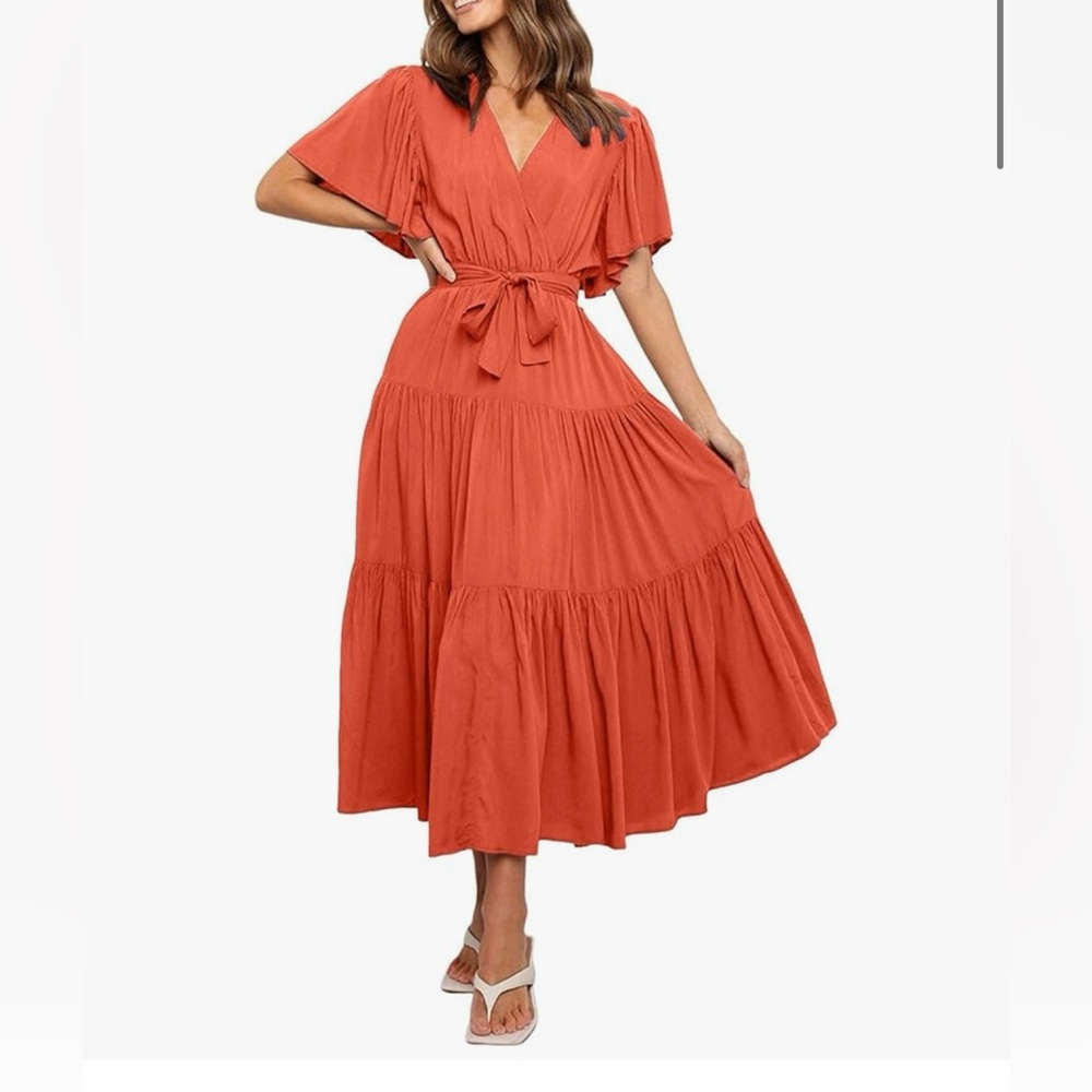 NWT 3X Simple Bold Orange Midi Dress